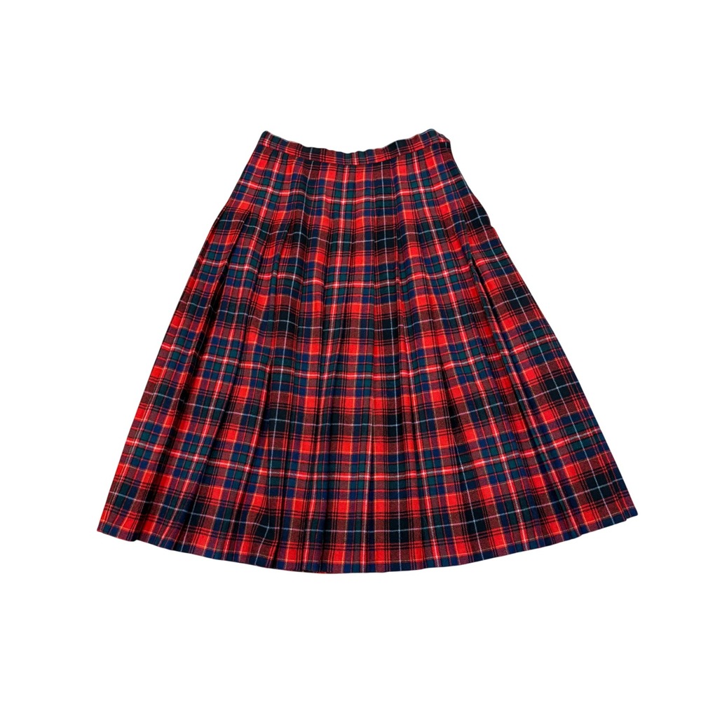 Pendleton Vintage Wool Plaid‎ Pleated Midi Skirt Red MacInnes Tartan USA Size 12